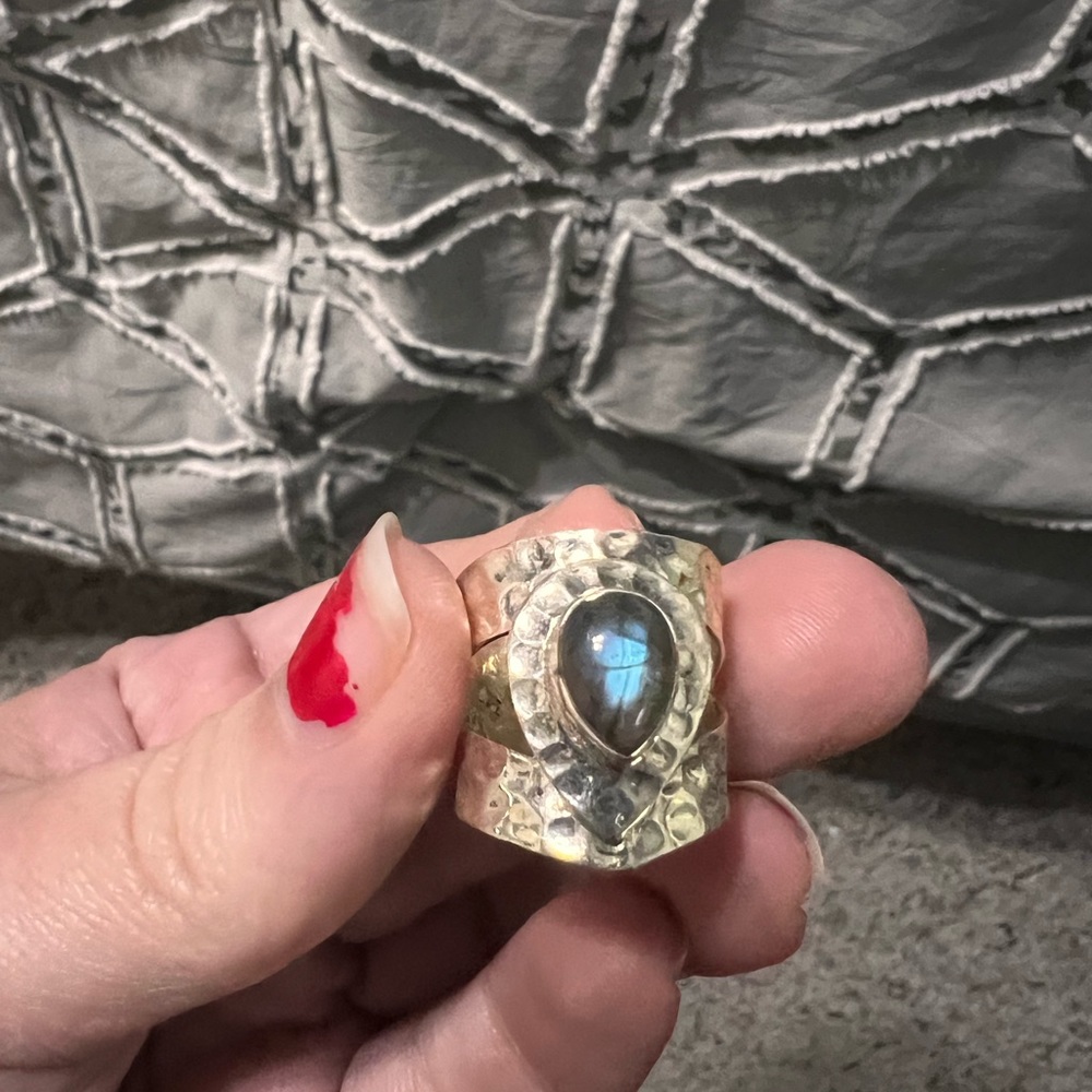 Sterling silver laboradorite adjustable ring